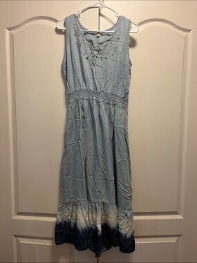 Reba Light Blue Ombre Tie-Dye Maxi Tencel Dress